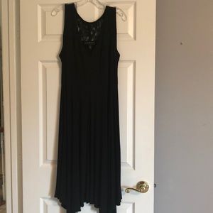 Black sundress with lace and handkerchief hemline
